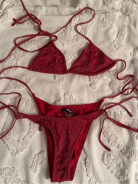 triangl swimwear Red Shimmer String Bikini